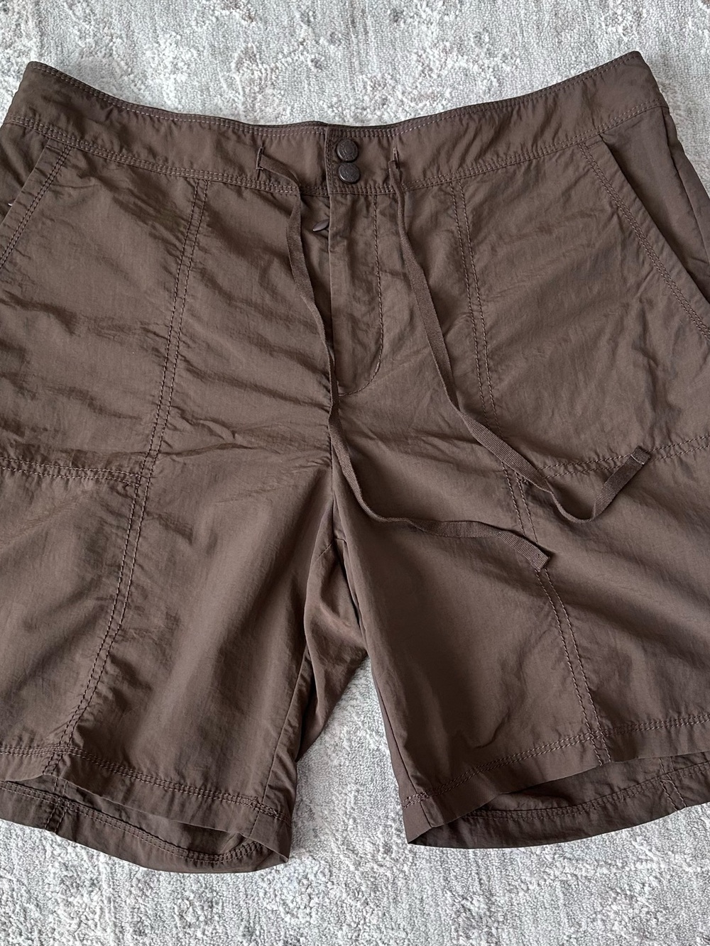 Eddie Bauer Shorts Women's Size 12 Brown Nylon Outdoor Hiking Drawstring Comfort